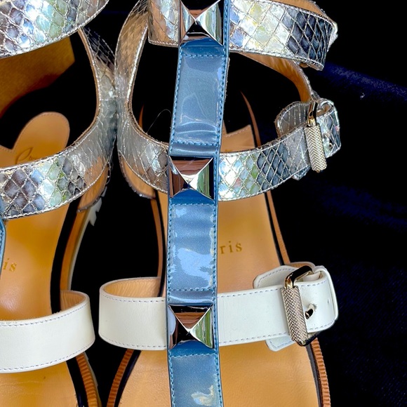 CHRISTIAN LOUBOUTIN LEATHER METALLIC STUDDED GLADIATOR SANDALS - 9 - NIB !🔥👠 - Picture 3 of 14